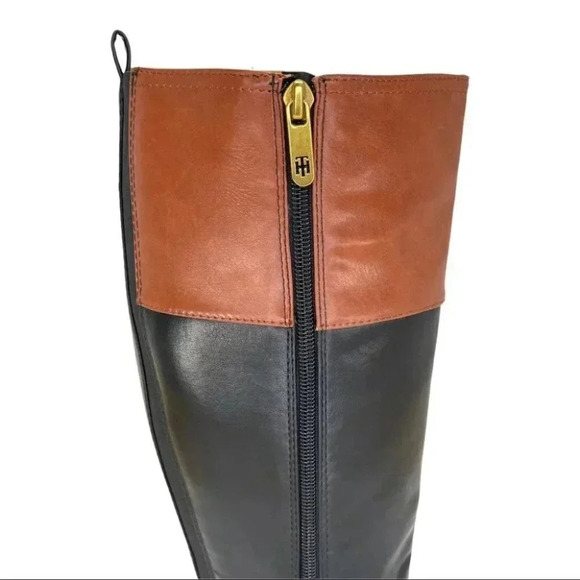 Tommy Hilfiger Ilia4 Black Tan Faux Leather Knee High Womens Boots Size 5M - Picture 8 of 12